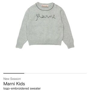 Marni Gray Crewneck Sweater with Script Logo